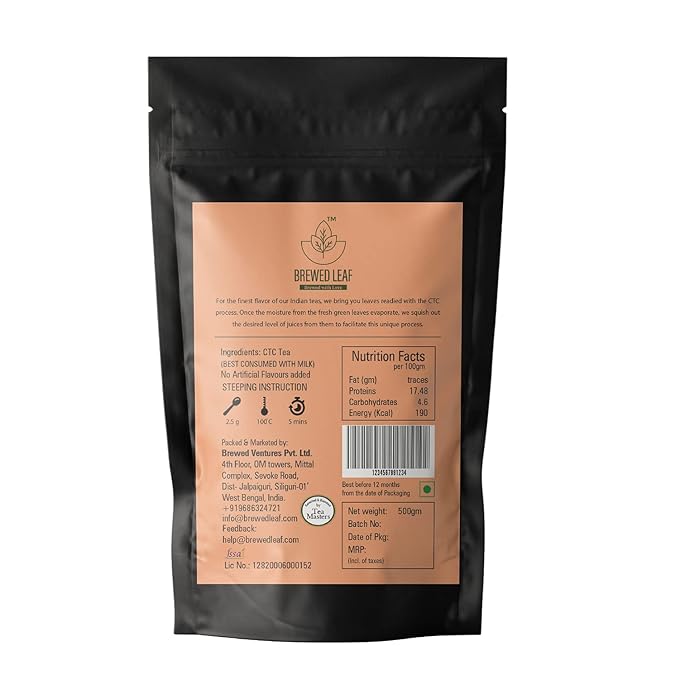 Brewed Leaf Natural and Fresh Exotic Dooars CTC Tea - 500 gms